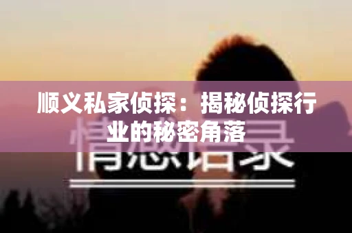顺义私家侦探：揭秘侦探行业的秘密角落